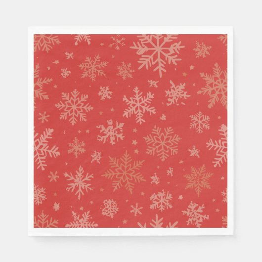 Rode en gouden sneeuwvlokken servet (Voorkant)