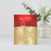Rode en Gouden Sneeuwvlokken Trouw RSVP Kaart (Staand voorkant)