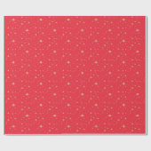 Rode en gouden ster cadeaupapier (Vlak)