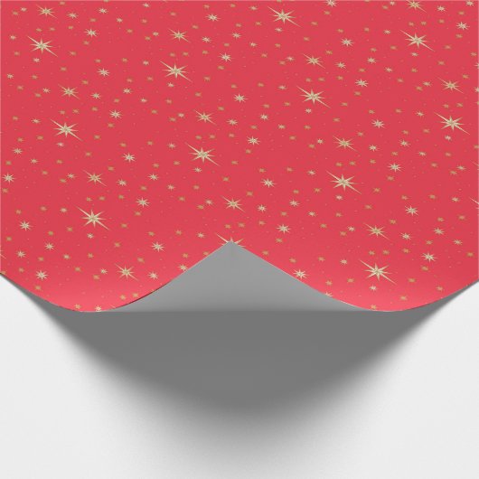 Rode en gouden ster cadeaupapier (Hoek)