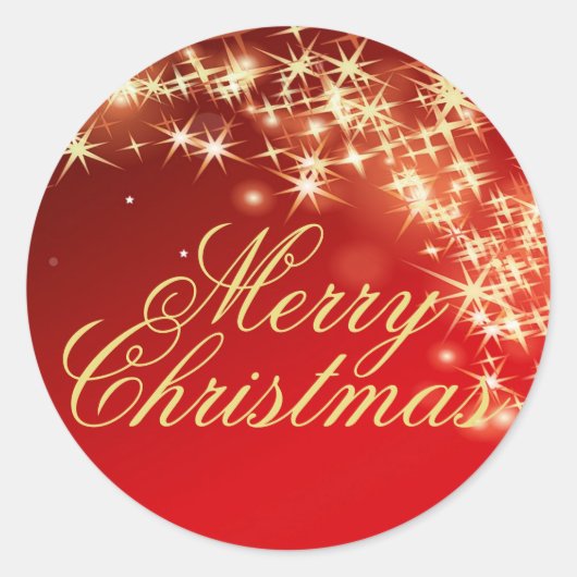 Rode en gouden ster Merry Christmas Envelope Seal Ronde Sticker (Voorkant)