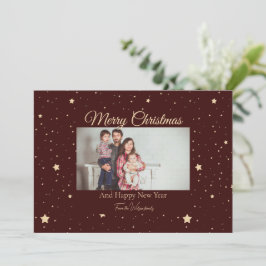 Rode en gouden Sterrennacht foto kerst Feestdagenkaart