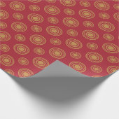 Rode en gouden Stippen en cirkels Cadeaupapier (Hoek)
