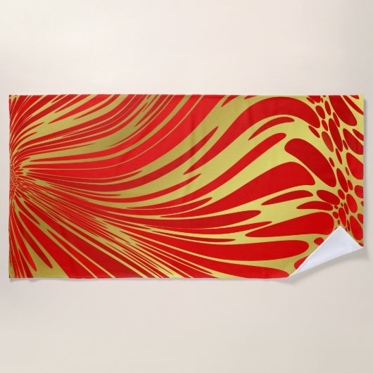rode en gouden strandhanddoek strandlaken (Voorkant)