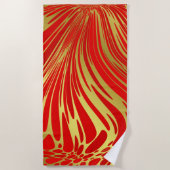 rode en gouden strandhanddoek strandlaken (Voorkant)