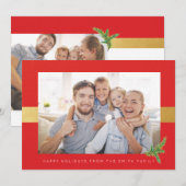 Rode en gouden streep Foto Vakantie Groeten Feestdagenkaart (Voorkant / Achterkant)