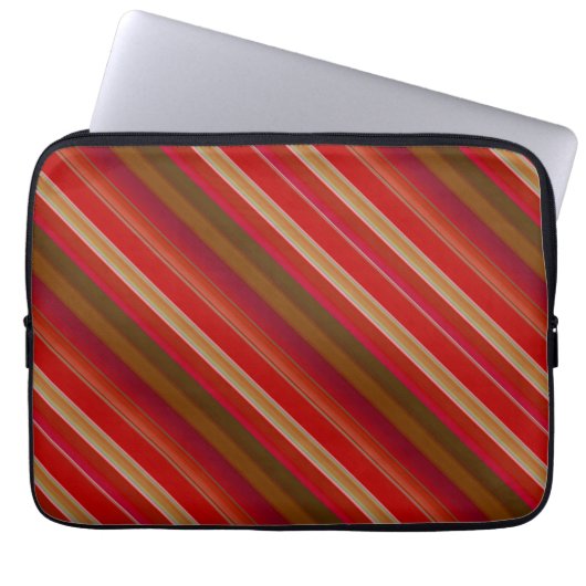 Rode en gouden strepen laptop sleeve (Voorkant)