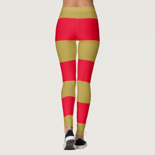 Rode en gouden strepen leggings (Achterkant)