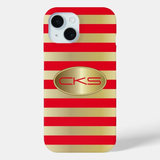 Rode en gouden strepen | Monogram Case-Mate iPhone Case (Achterkant)