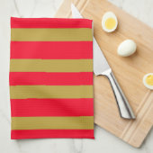Rode en gouden strepen theedoek (Quarter Fold)