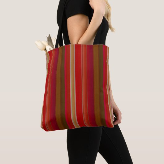 Rode en Gouden Strepen Tote Bag (Dichtbij)