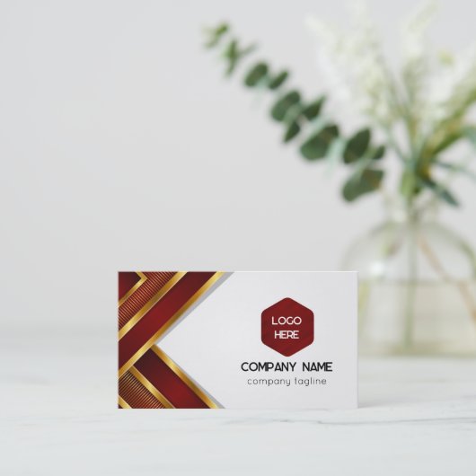 Rode en gouden strepen visitekaartje (Staand voorkant)