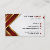 Rode en gouden strepen visitekaartje (Achterkant)