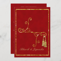 Rode en gouden Tassel Indiase bruiloft uitnodiging