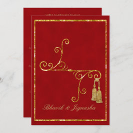 Rode en gouden Tassel Indiase bruiloft uitnodiging