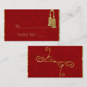 Rode en gouden Tassel Indiase Trouwplaats Kaarten Plaatskaartje (Voorkant / Achterkant)