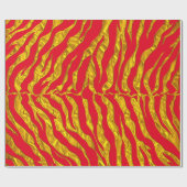 Rode en gouden tijgerstrepen Dierenprint Cadeaupapier (Vlak)