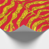 Rode en gouden tijgerstrepen Dierenprint Cadeaupapier (Hoek)