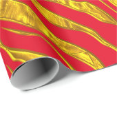 Rode en gouden tijgerstrepen Dierenprint Cadeaupapier (Rol Hoek)