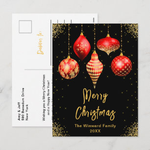 Rode en Gouden Versieringen Prettig Kerstfeest Feestdagenkaart