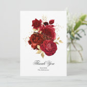 Rode en Gouden Vintage Rozen Bedankkaart (Staand voorkant)
