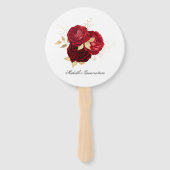 Rode en Gouden Vintage Rozen Handwaaier (Voorkant)