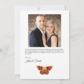 Rode en Gouden Vintage Rozen Huwelijk/Verloving Aankondiging (Achterkant)