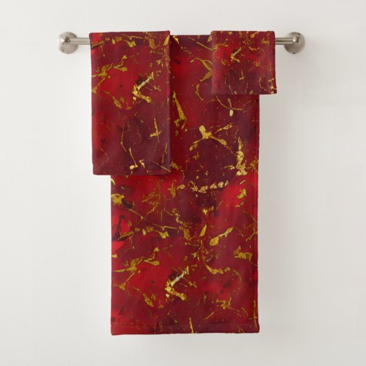 Rode en gouden vlekjes bad handdoek (Insitu)