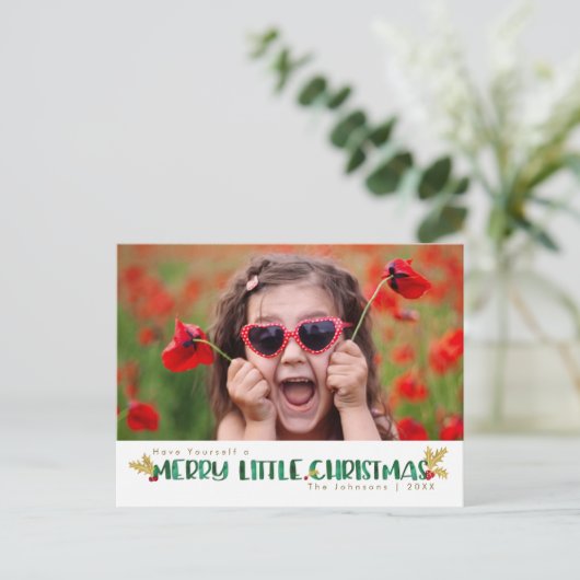 Rode en gouden Waterverf pretje kerst Feestdagenkaart (Staand voorkant)