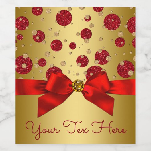 Rode en gouden Wijnflesetiketten Wijn Etiket (Enkel label)