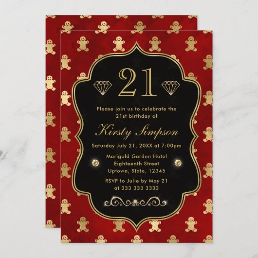 Rode en gouden winterontbijt kaart (Voorkant / Achterkant)