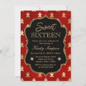 Rode en gouden winterontbijt Mannen Sweet 16 Kaart (Voorkant)