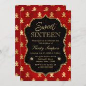 Rode en gouden winterontbijt Mannen Sweet 16 Kaart (Voorkant / Achterkant)