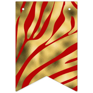 Rode en gouden Zebra Bunting Flags Vlaggetjes