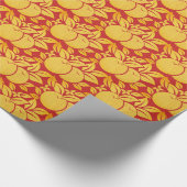 Rode en goudgestalte Sinaasappels en bloesems Cadeaupapier (Hoek)