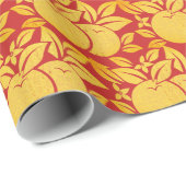 Rode en goudgestalte Sinaasappels en bloesems Cadeaupapier (Rol Hoek)