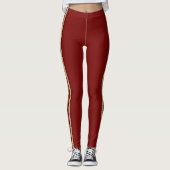 Rode en goudglitter aangepaste tekst Athletic Stri Leggings (Voorkant)