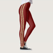 Rode en goudglitter aangepaste tekst Athletic Stri Leggings (Rechts)