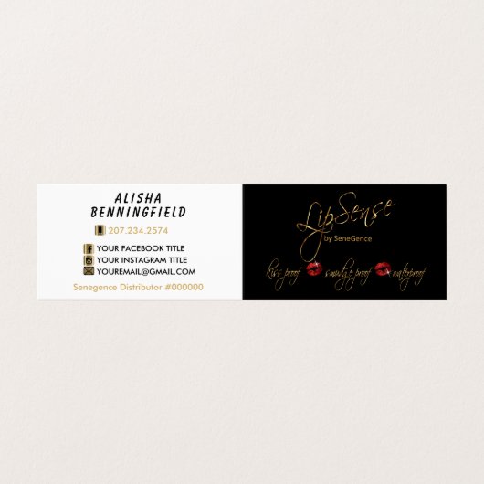 Rode en goudhoudende lippen - Lipesje Visitekaartje (Buitenkant ongevouwen)
