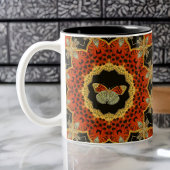 Rode en goudmot in scharnierend Lijst op zwart Tweekleurige Koffiemok