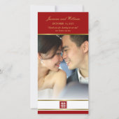 Rode en goudplein, dubbelgeluk met Chinese bruilof Bedankkaart (Voorkant)