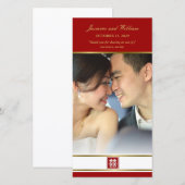 Rode en goudplein, dubbelgeluk met Chinese bruilof Bedankkaart (Voorkant / Achterkant)