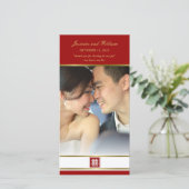 Rode en goudplein, dubbelgeluk met Chinese bruilof Bedankkaart (Staand voorkant)