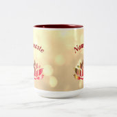 Rode en goudsparkle Namaste Lotus Flower Tweekleurige Koffiemok (Center)