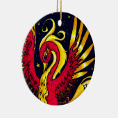 Rode en goudvliegende nevel keramisch ornament (Rechts)