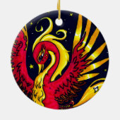 Rode en goudvliegende nevel keramisch ornament (Achterkant)