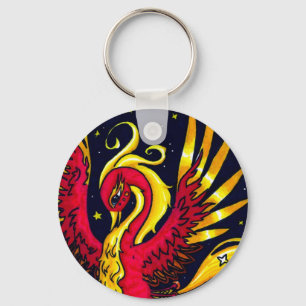 Rode en goudvliegende nevel sleutelhanger