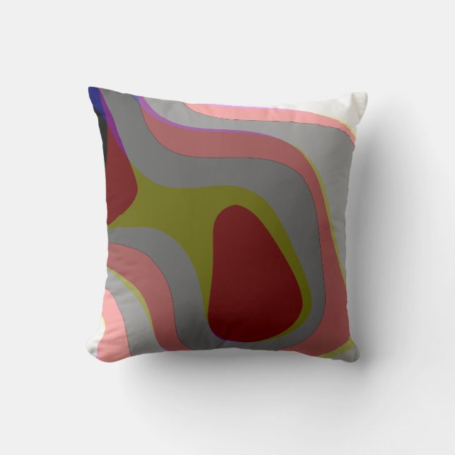 Rode en grijze 310 Abstracte kunst - Retro  Kussen (Voorkant)