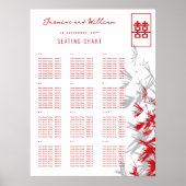 Rode en grijze bamboe laat Aziatische bruiloft Poster (Voorkant)