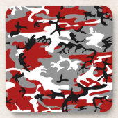 Rode en grijze camouflage, leger, leger bier onderzetter (Voorkant)